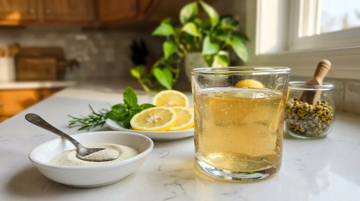 Kelly Clarkson gelatin diet recipe drink with gelatin powder and lemon