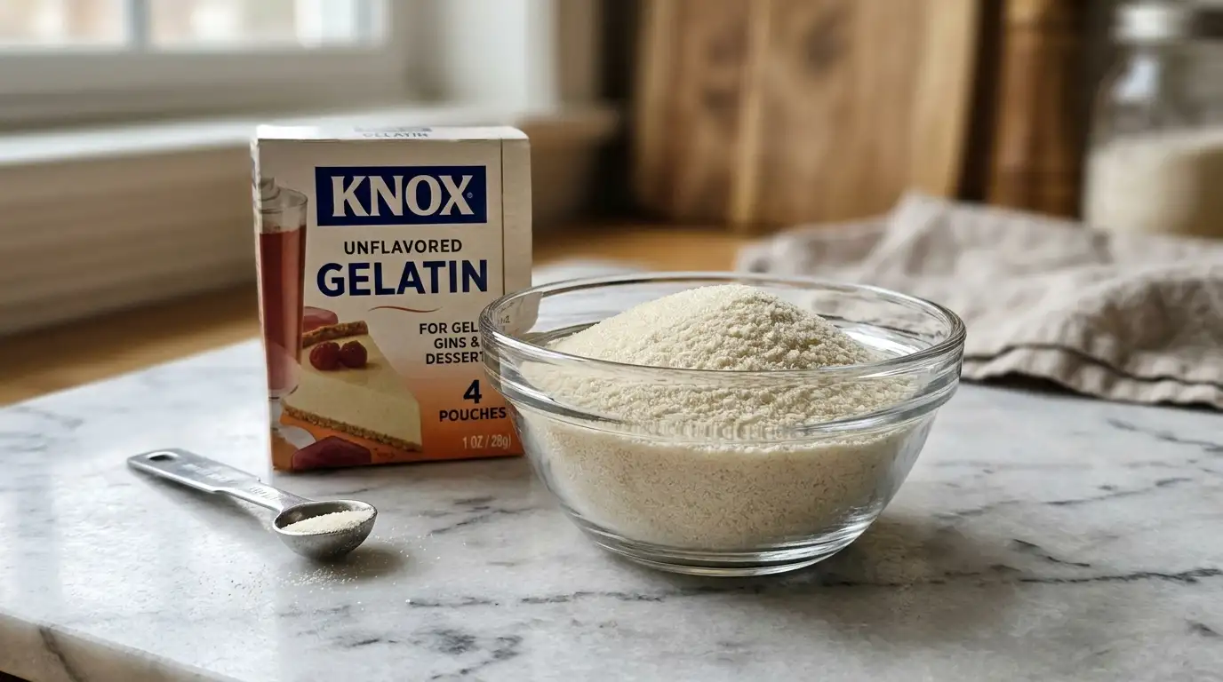 Knox gelatin powder used for reliable gelling in homemade recipes