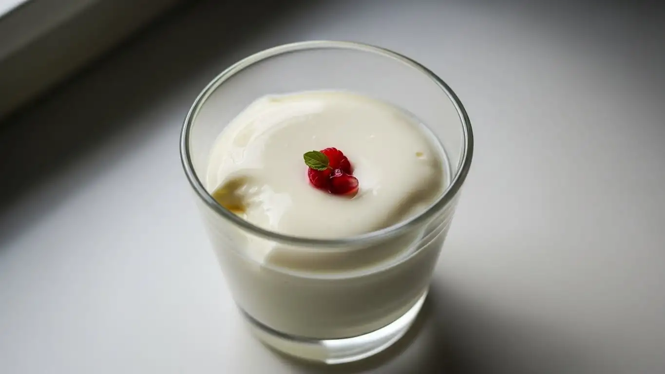Panna cotta bariatrique à la gélatine servie en petite portion légère